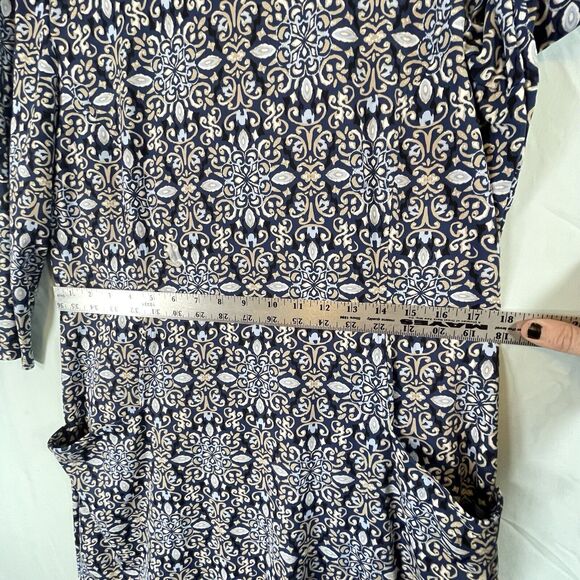 J McLaughlin Catalina Cloth Dress Knee Length Pockets WOMENS SIZE XL Navy Blue - Picture 9 of 11